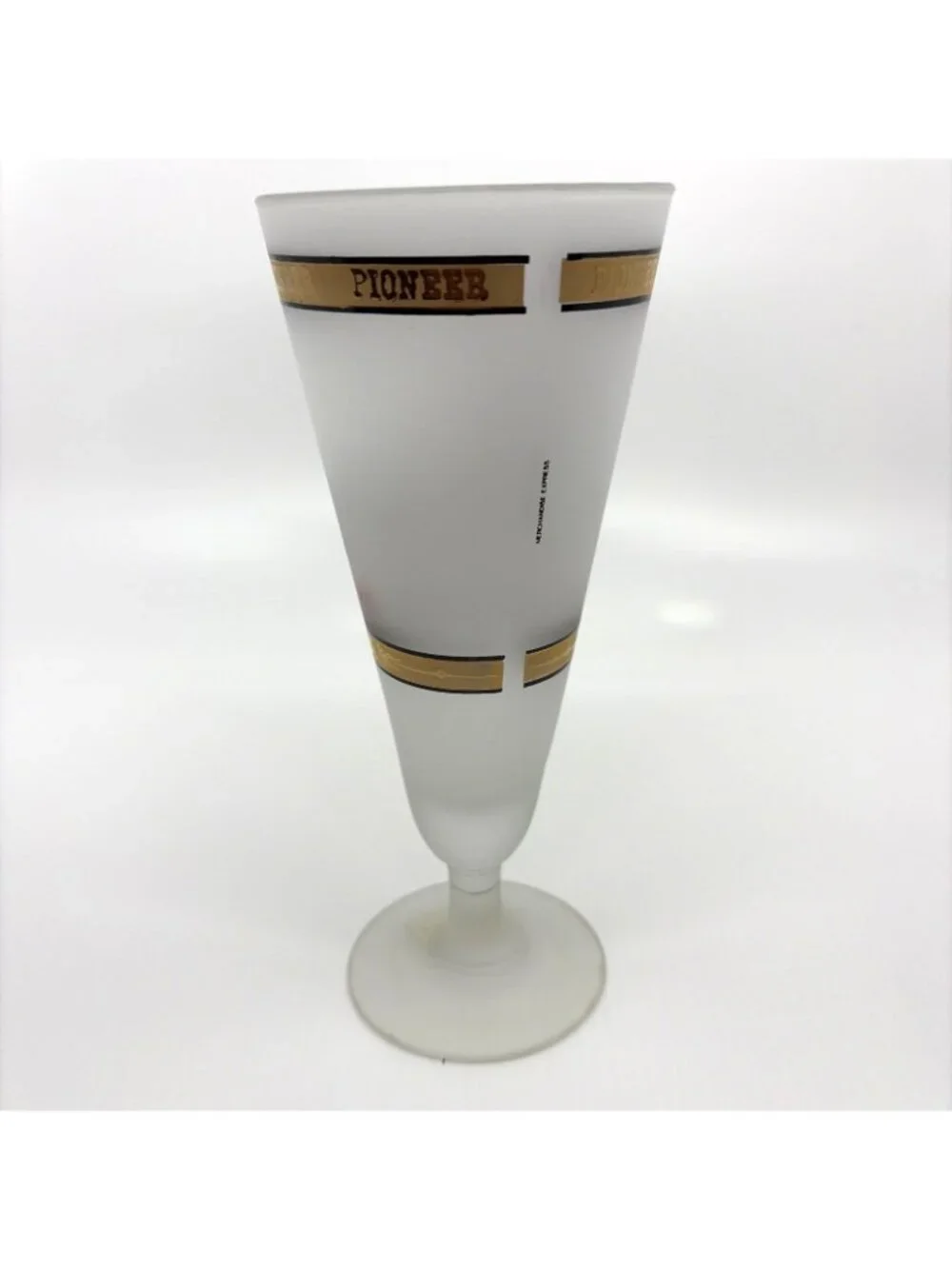 Vintage Pioneer Hotel Laughlin NV 22K Gold Frosted Footed Goblet Glass 8 Oz